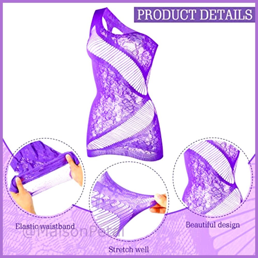 Nylon and Spandex Bodysuit Lingerie Set with Chest Stickers - Picture 3 of 7